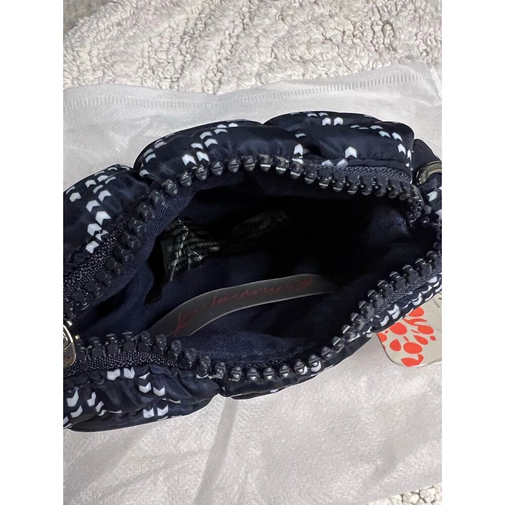 Free People Printed Micro Pouch Bag Chevron Stitch Dark Navy Blue & White - Picture 6 of 8